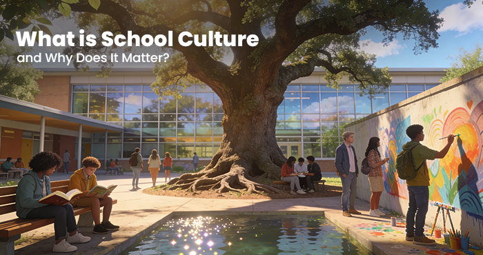 What is school culture in a positive school environment with students and teachers